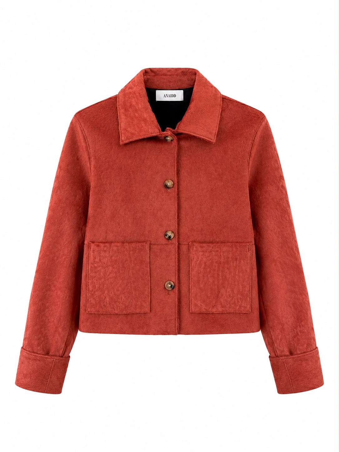 Women's Cow Hair Leather Cropped Jacket Rust – front