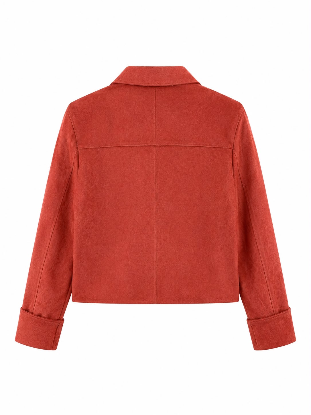 Women's Cow Hair Leather Cropped Jacket Rust – back