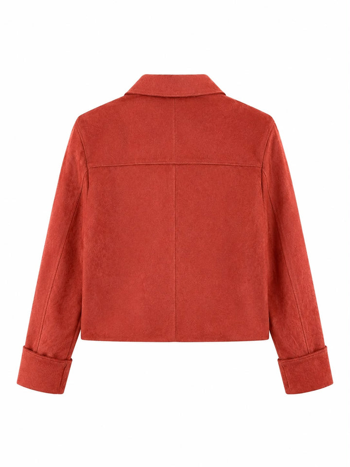 Women's Cow Hair Leather Cropped Jacket Rust – back