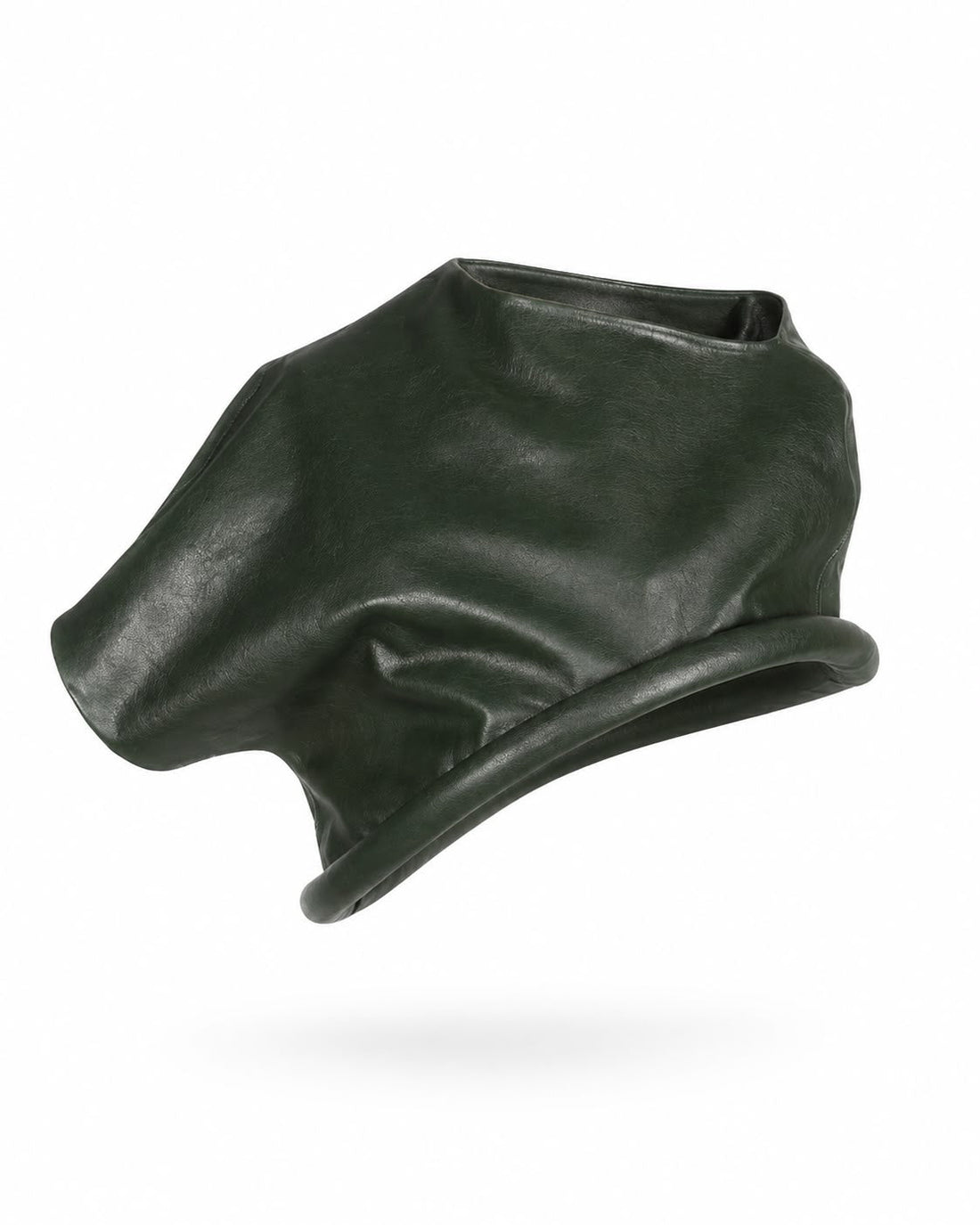 Asymmetrical Leather Top – Dark Green