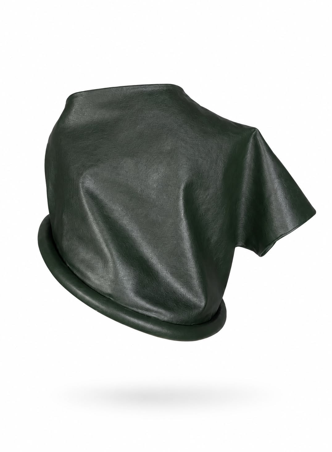Asymmetrical Leather Top – Dark Green detail