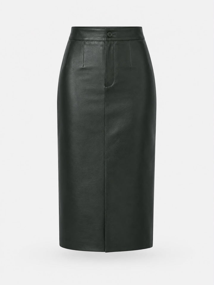 Structured Leather Pencil Skirt – front