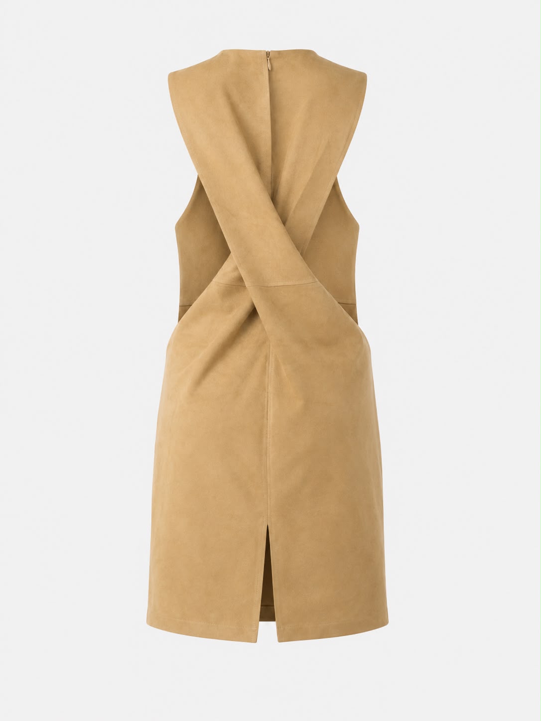 Cross-Back Suede Leather Dress – crossover panels