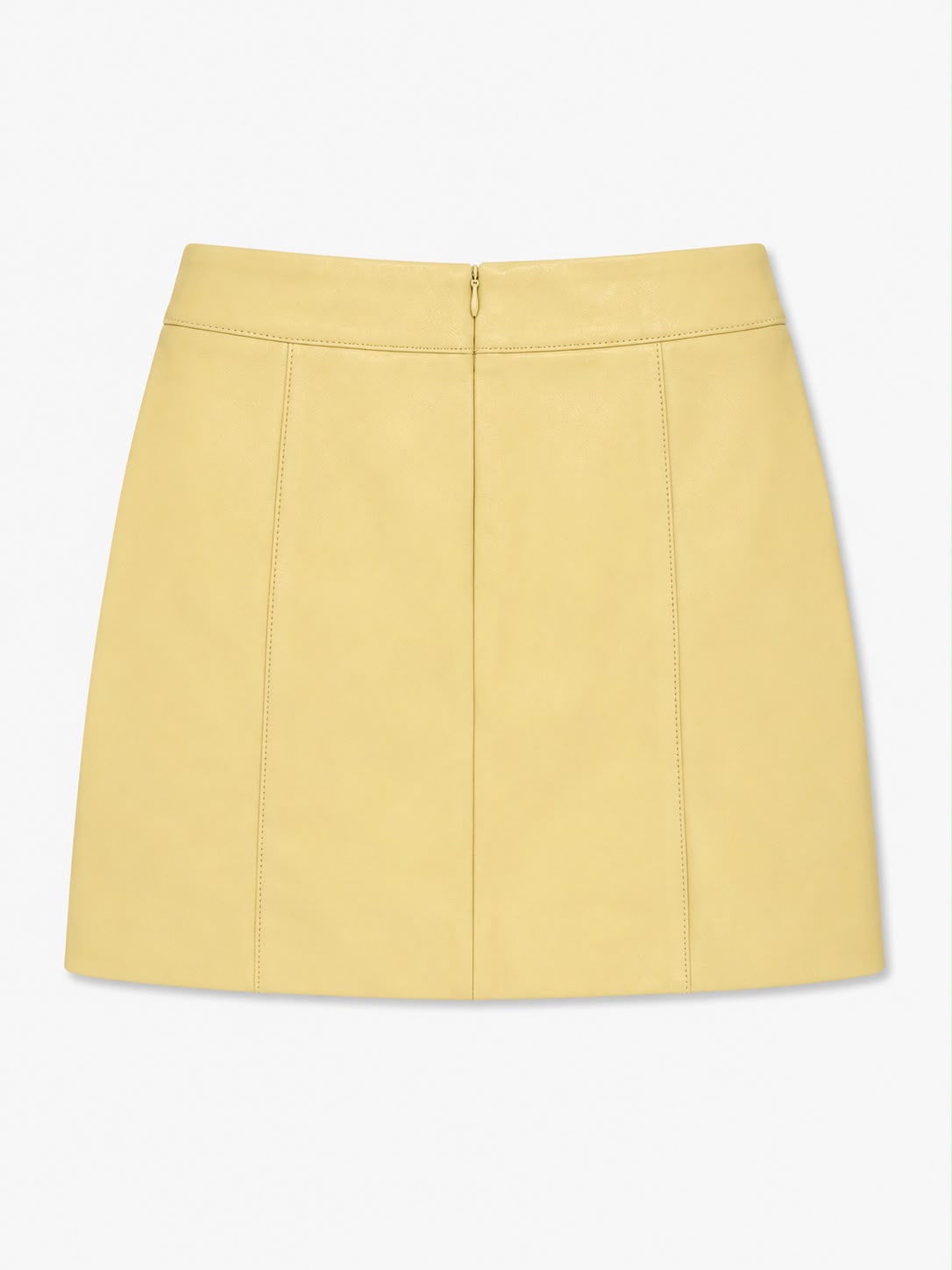 Butter Yellow Sheep Leather Mini Skirt – back