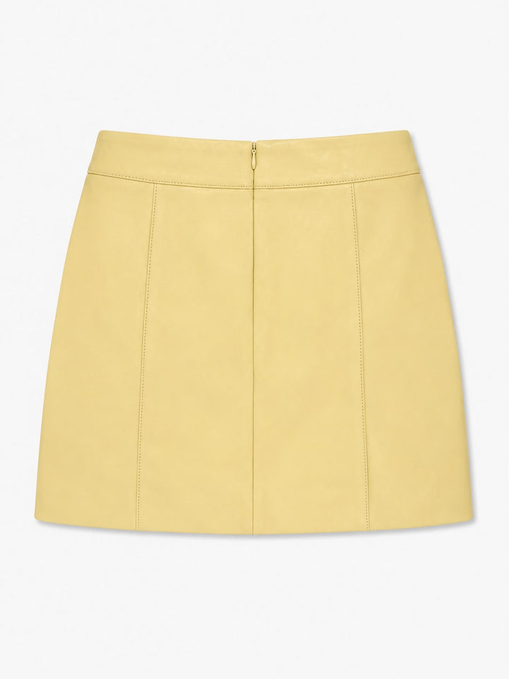 Butter Yellow Sheep Leather Mini Skirt – back