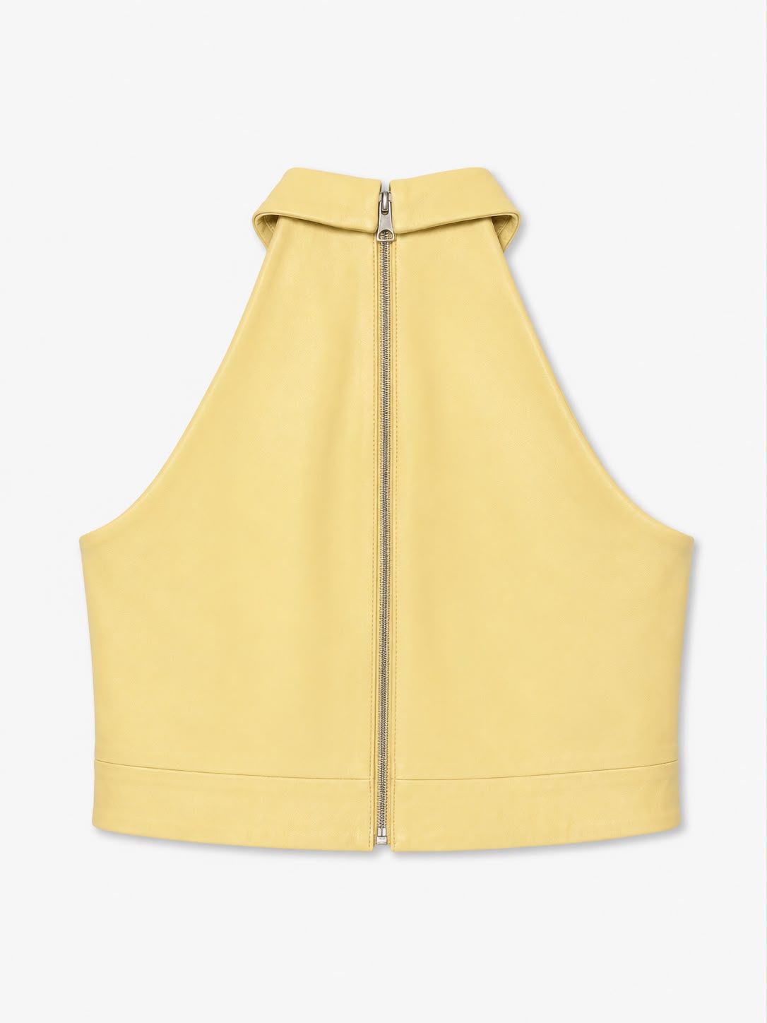 Butter Yellow Sheep Leather Halter Top – back zip