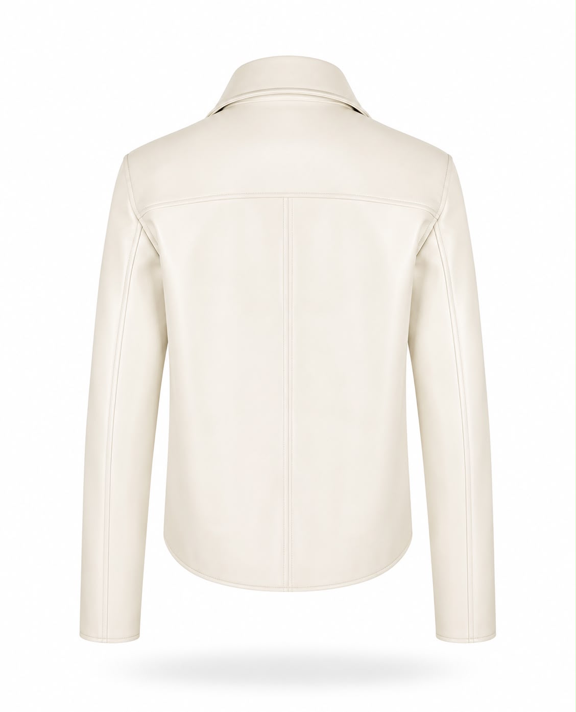 Structured Leather Jacket Ivory – back
