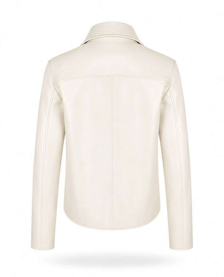Structured Leather Jacket Ivory – back