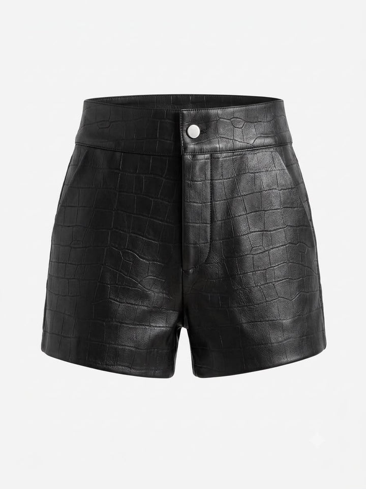 Matte Croc Leather Shorts – Black