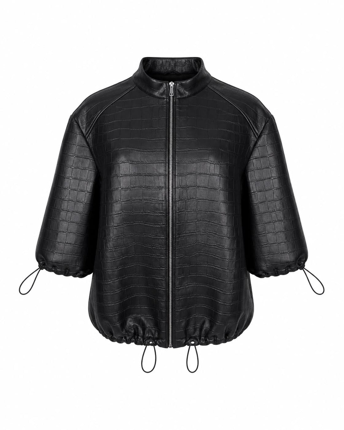 Croc Leather Jacket – Black