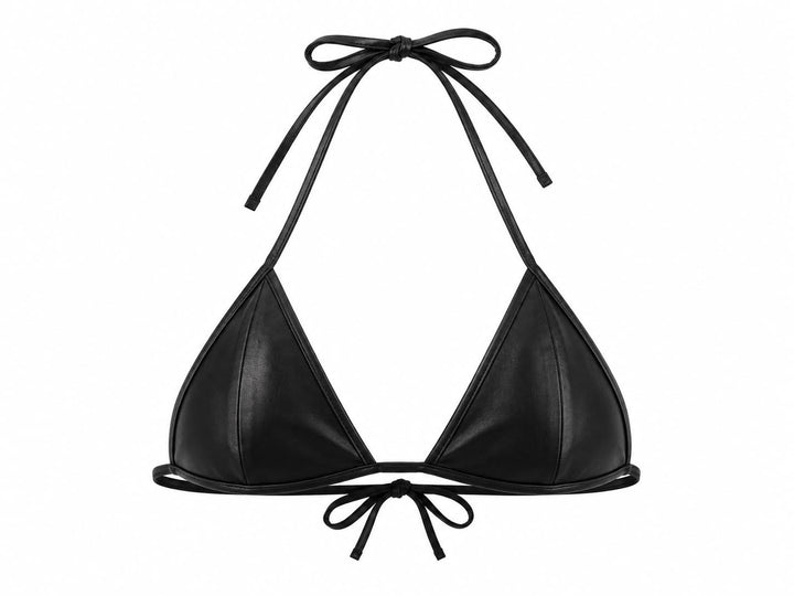 Black Leather Triangle Bra