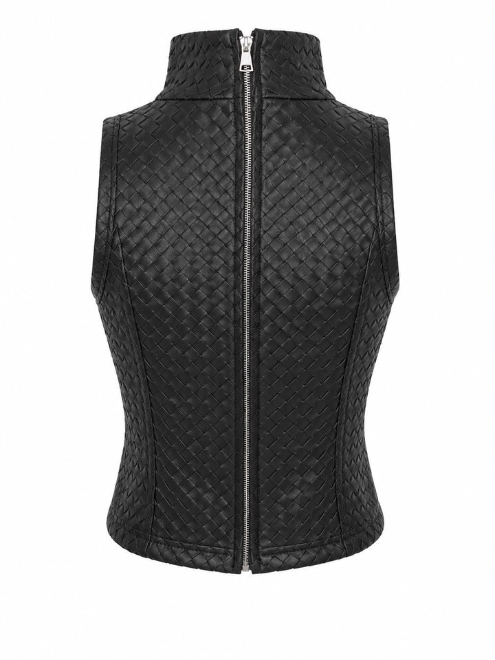 Woven Leather Top – back zip