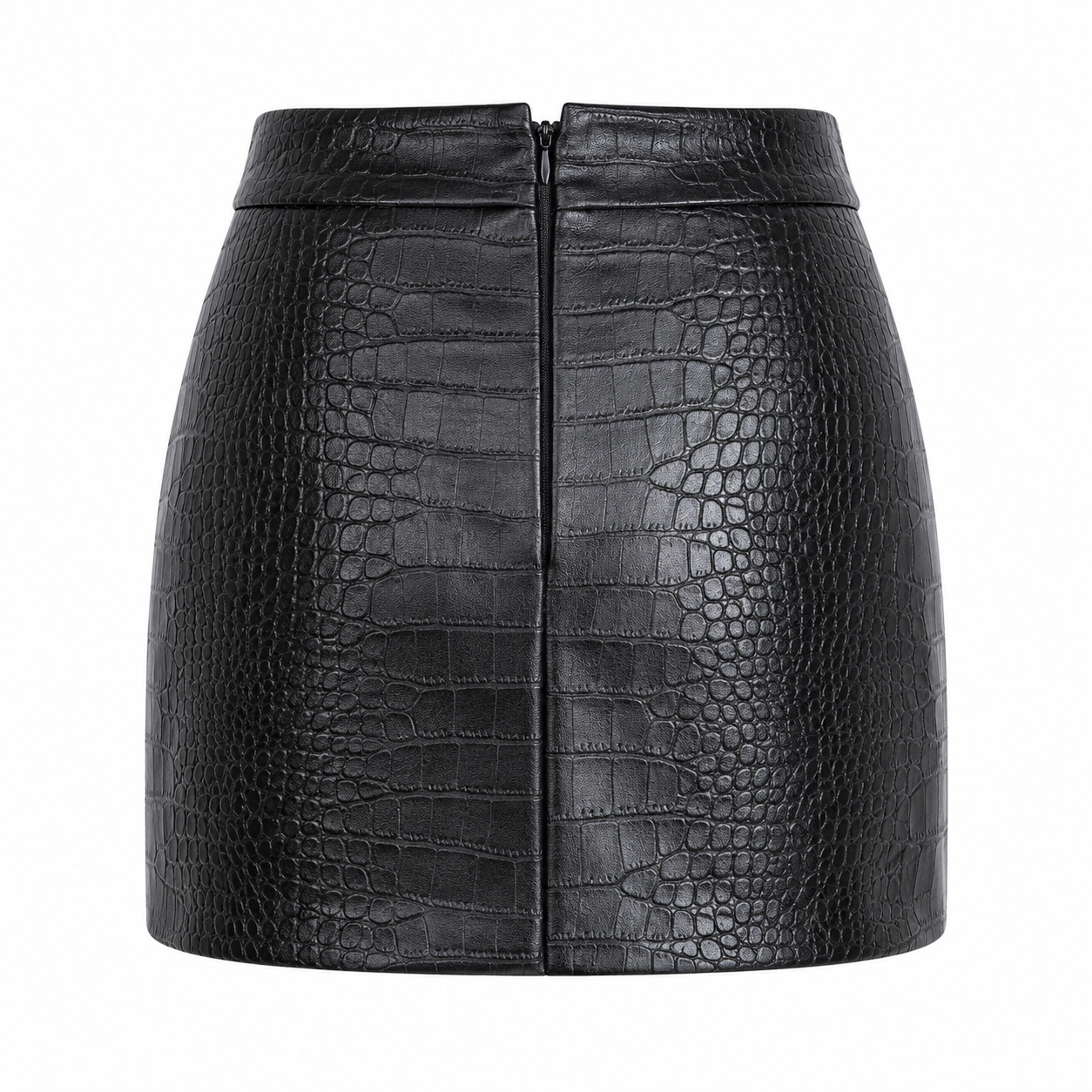 BRONTË crocodile-embossed leather mini skirt