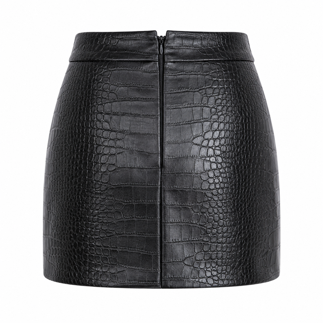 BRONTË crocodile-embossed leather mini skirt