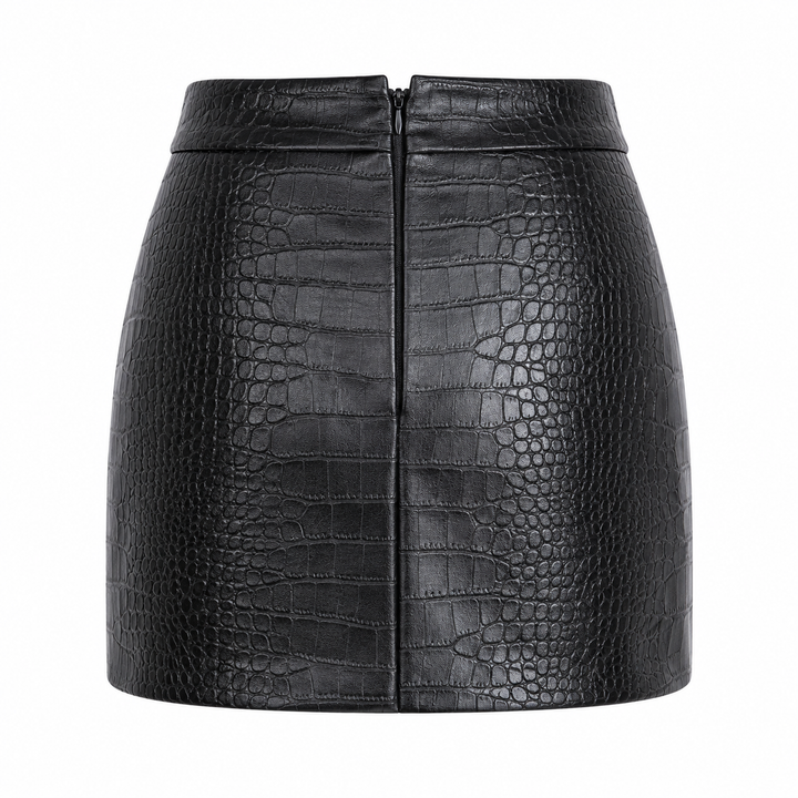 BRONTË crocodile-embossed leather mini skirt
