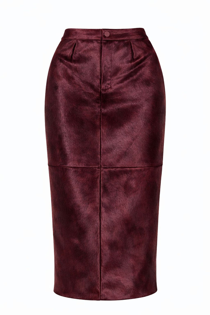 High-waisted Pony Hair Pencil Skirt