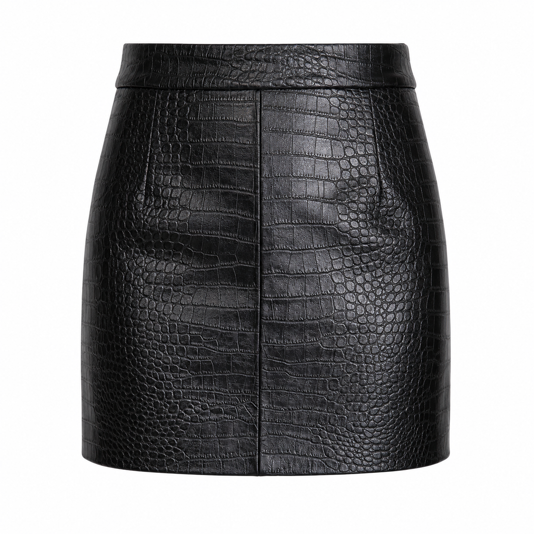 BRONTË crocodile-embossed leather mini skirt