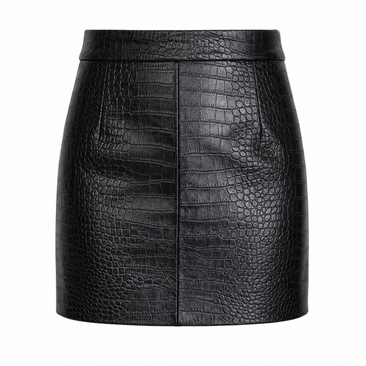 BRONTË crocodile-embossed leather mini skirt
