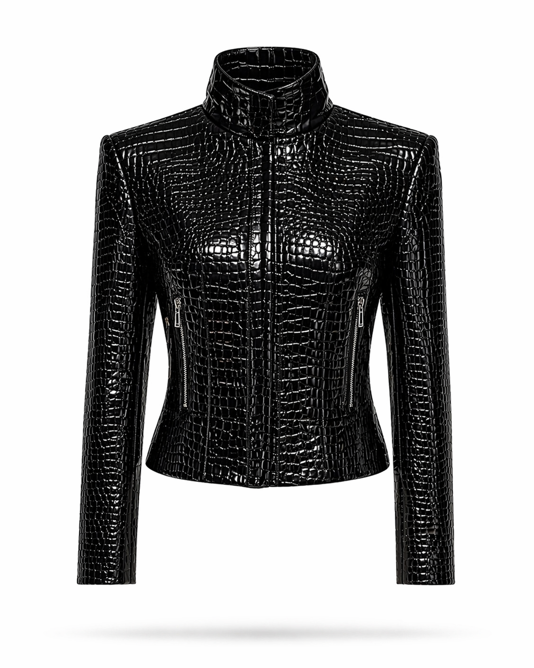 SARA crocodile-effect leather jacket