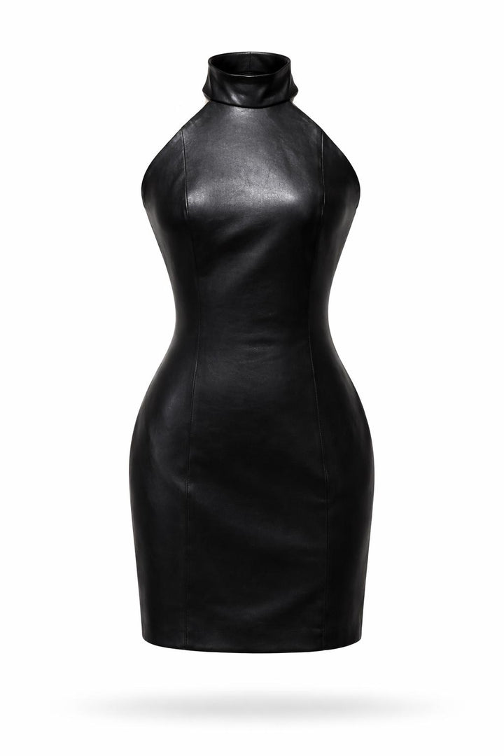 Leather Open-Back Dress