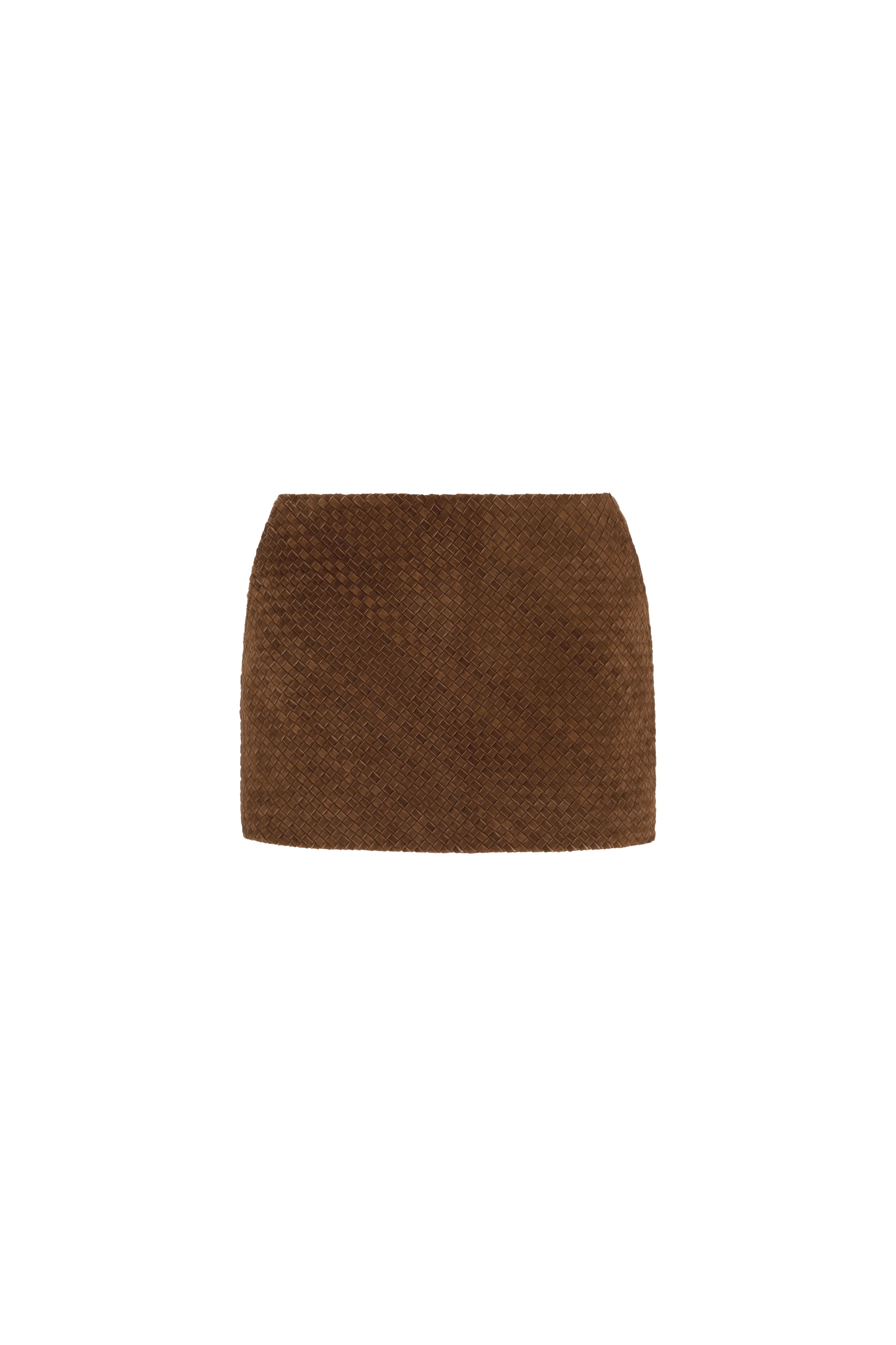 Low-Waist Suede Mini Skirt