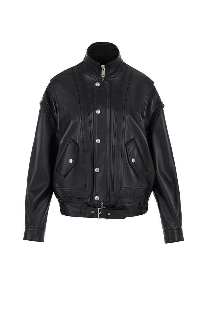Black Leather Bomber Jacket