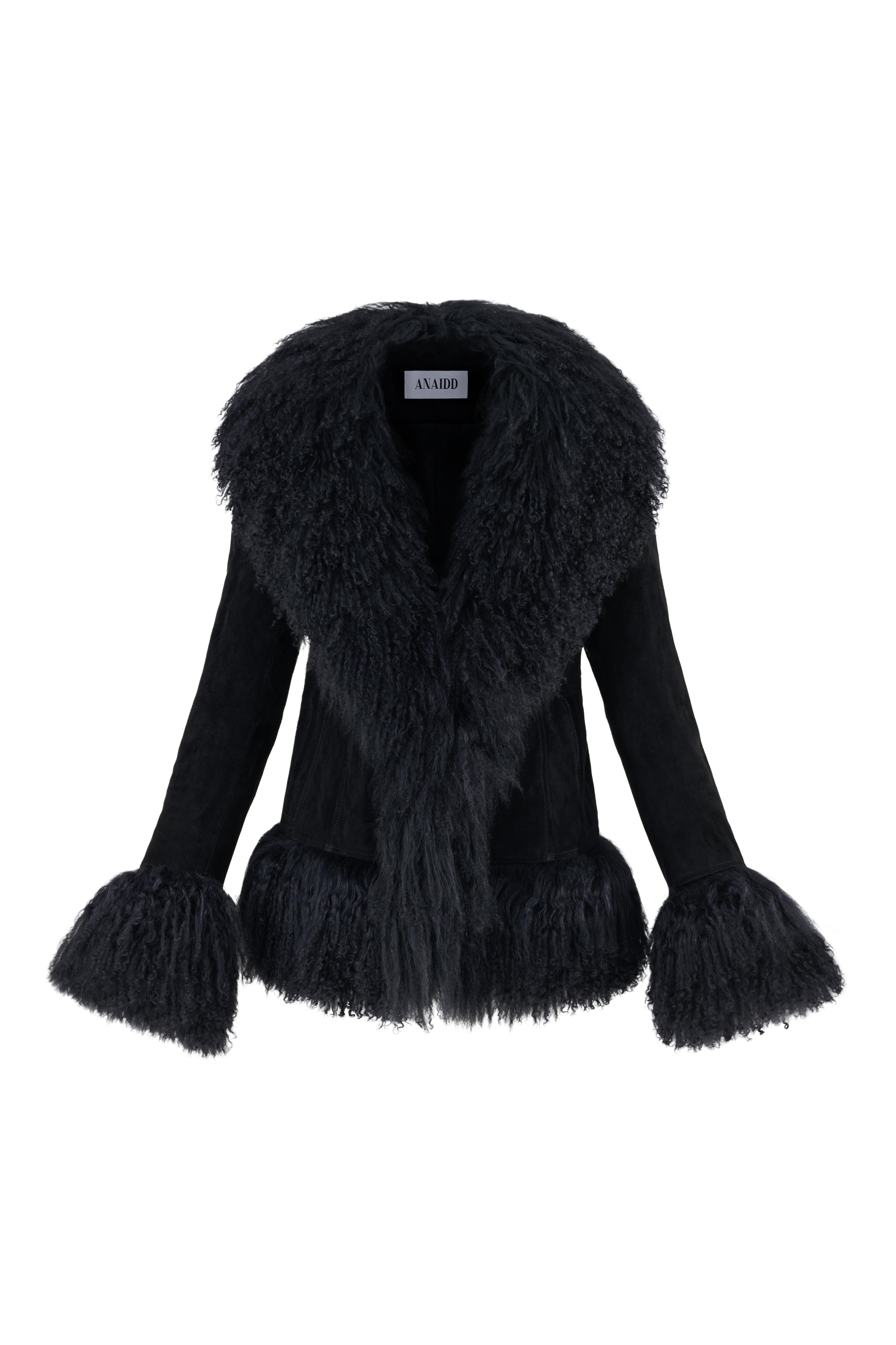 Suede Jacket with Mongolian Fur