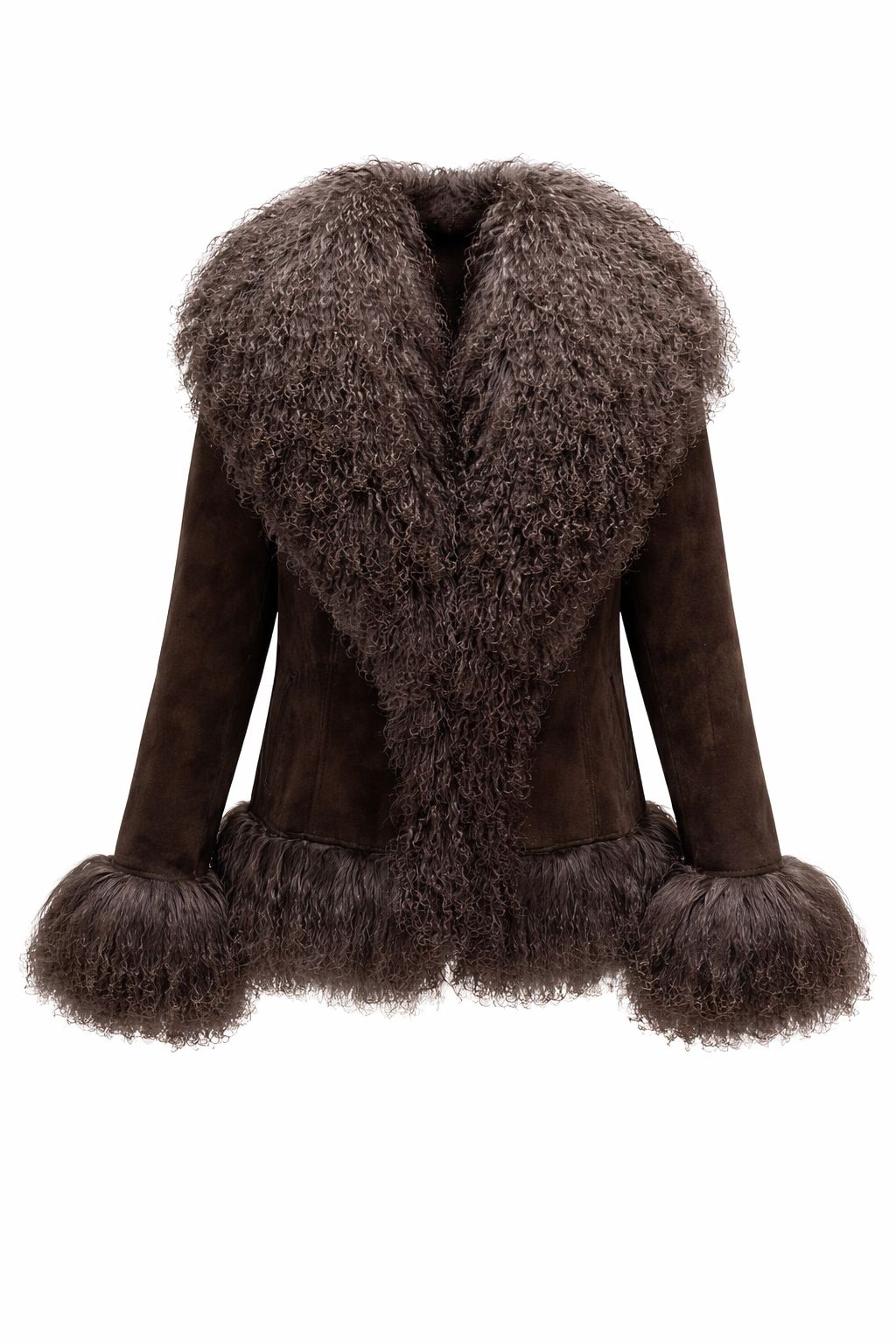 Suede Jacket with Mongolian Fur
