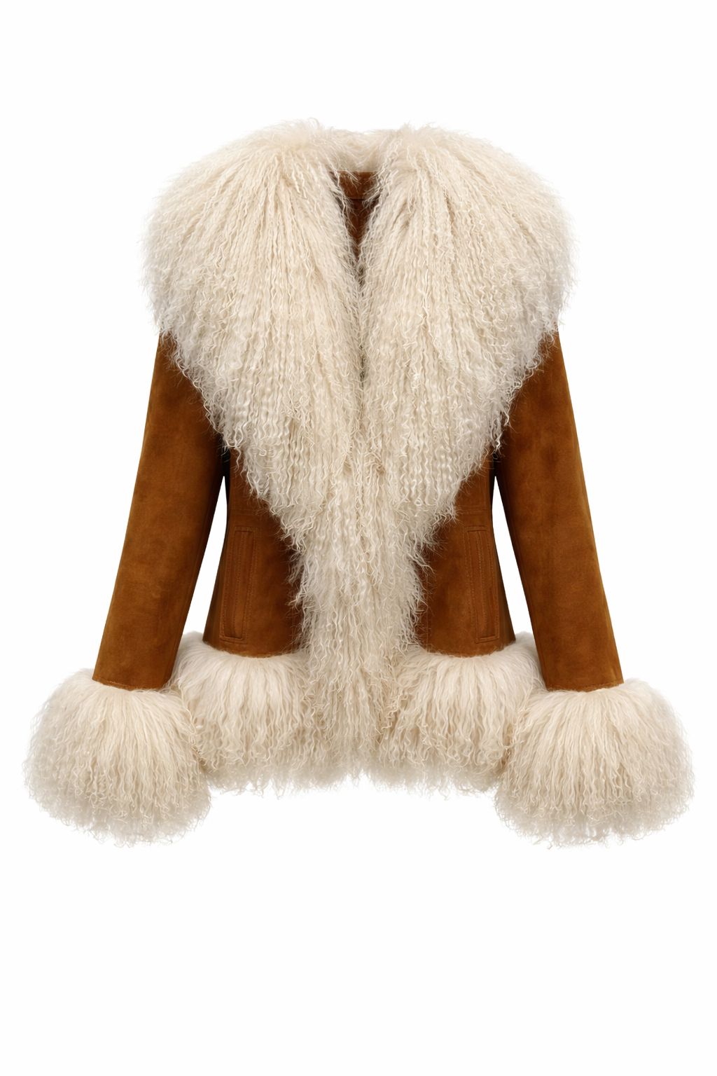 Suede Jacket with Mongolian Fur
