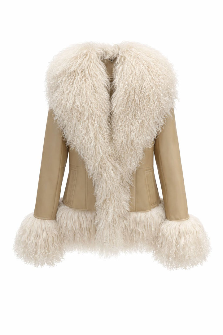 Suede Jacket with Mongolian Fur