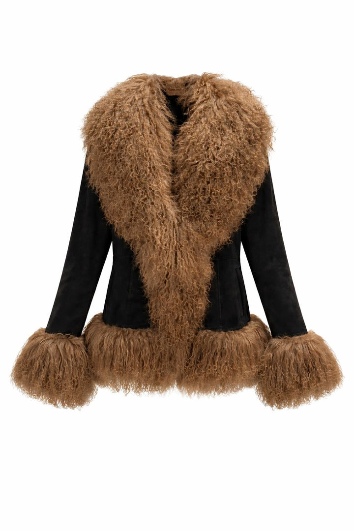 Suede Jacket with Mongolian Fur