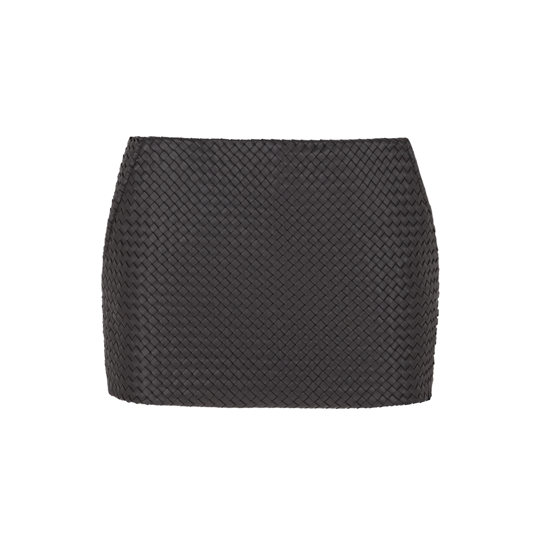 Woven Leather Low-Waist Mini Skirt