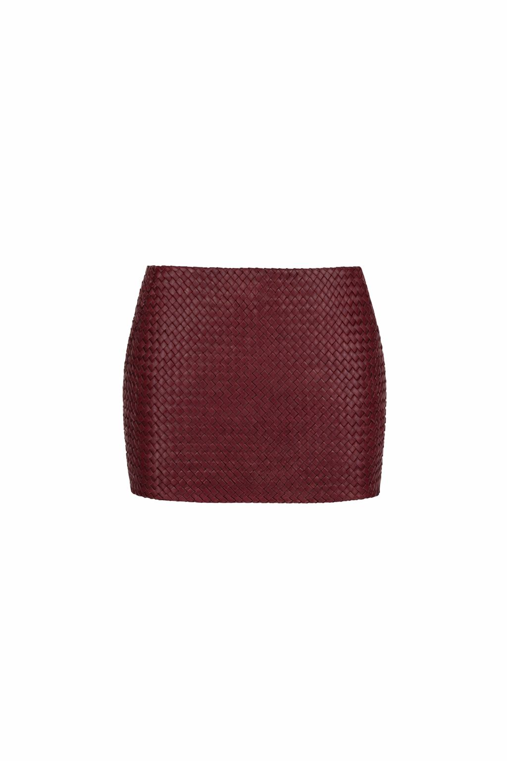 Woven Leather Low-Waist Mini Skirt